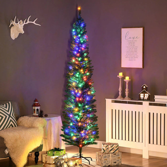 Snugleigh Green Pencil Christmas Tree with Multicolour LEDs, 7ft