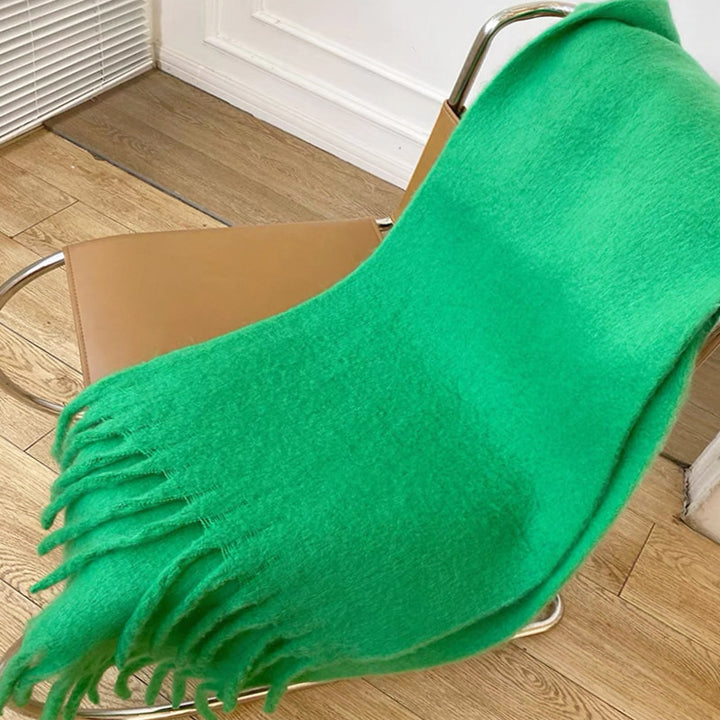 Royal blue fluffy scarf with tassels