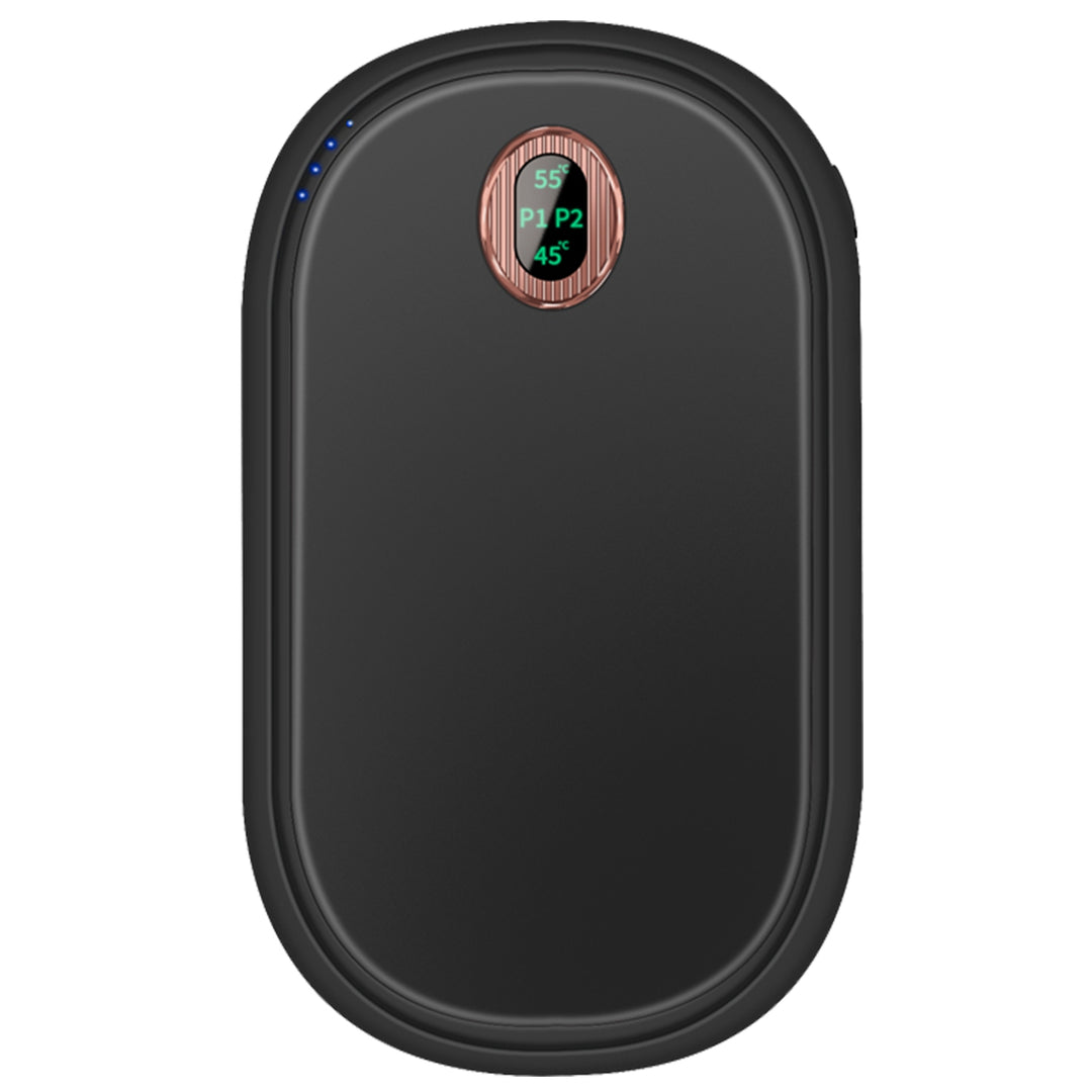 Black pebble hand warmer with display