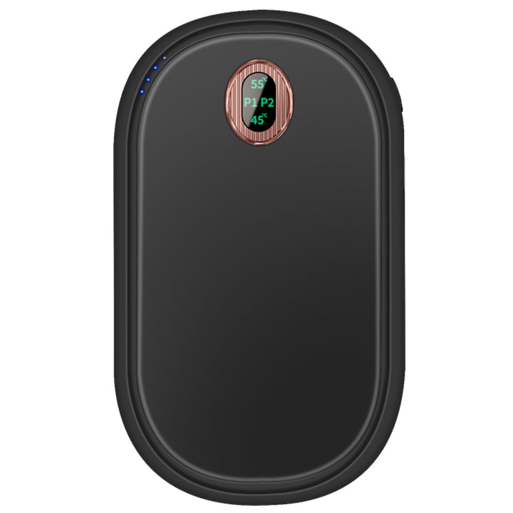 Black pebble hand warmer with display
