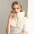 Ivory quilted down hood with neck warmer