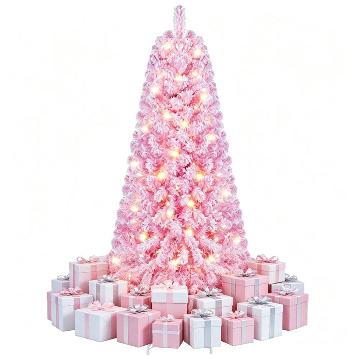 Snugleigh Small Pink Flocked Christmas Tree with 160 LEDs, 5ft