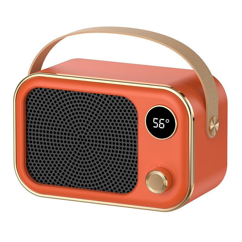 Retro radio style fan heater in orange