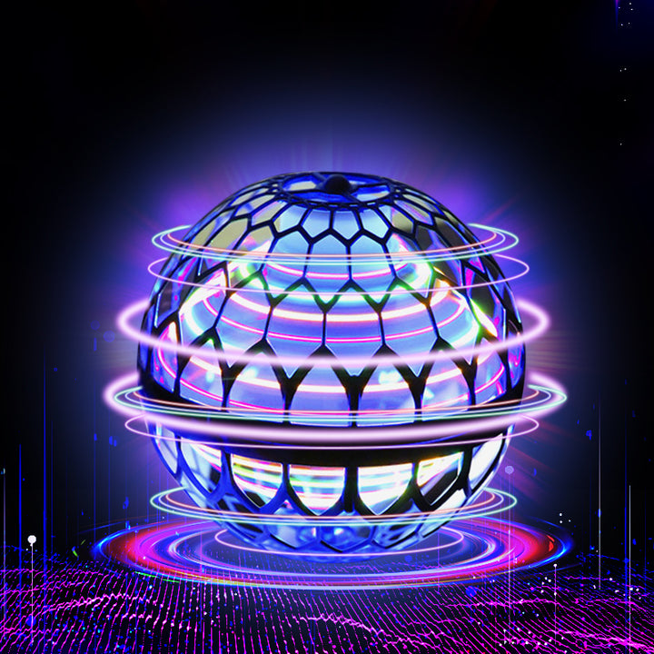 Glowing flying spinner ball hovering