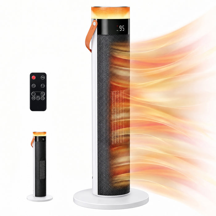 Snugleigh White Tower Heater 1500W with Soft LED Glow and Remote