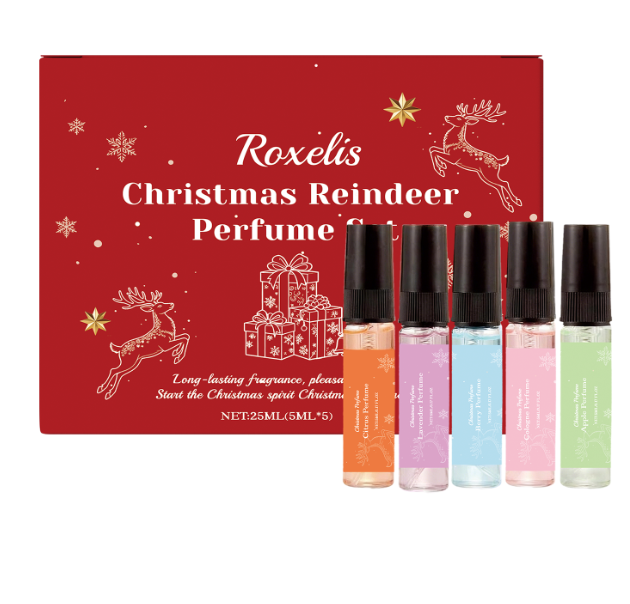 Red reindeer Christmas box with mini perfumes