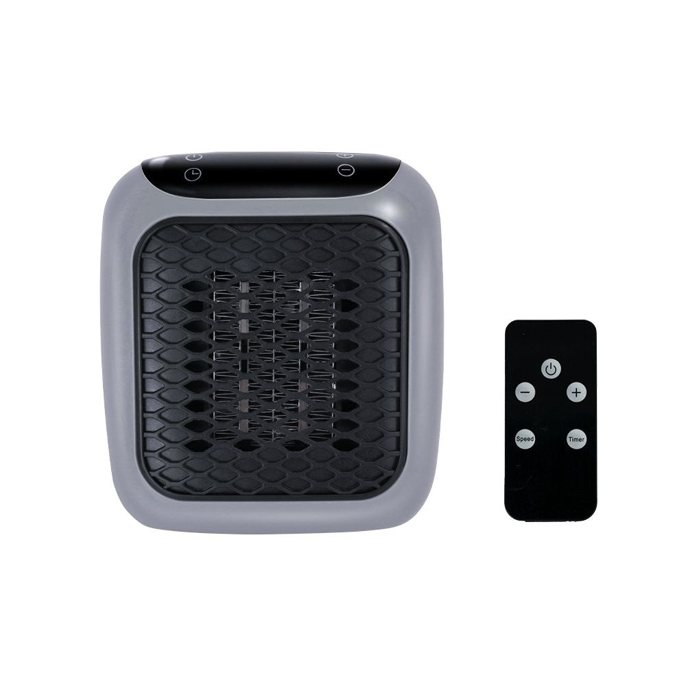 compact white plug-in heater with remote control