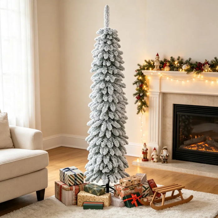 Snugleigh Snow-Flocked Slim Christmas Tree, 5ft Unlit
