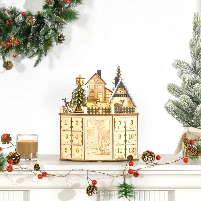 Snugleigh Wooden Light-Up Christmas Village Advent Calendar