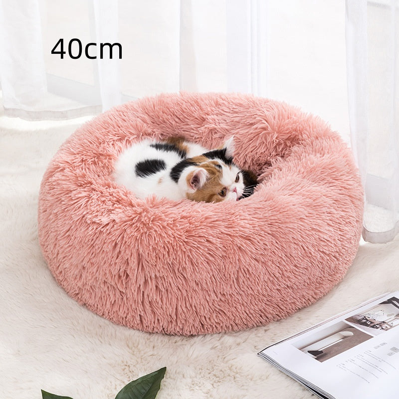 Round Winter Warm Pet Bed In Soft Cloth, 30 To 100cm