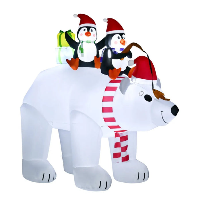 Snugleigh Inflatable Polar Bear with Penguins, Lit Outdoor Display