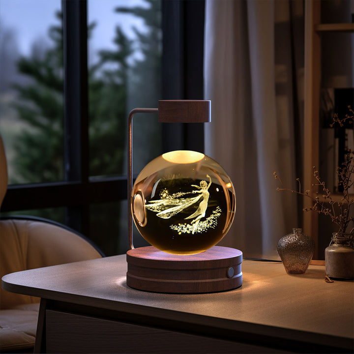 Crystal ball lamp with engraved 3D design