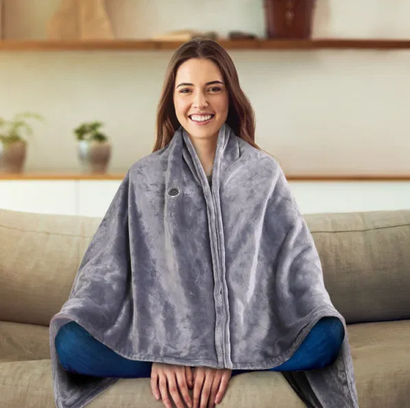 USB Heated Poncho Wrap With Zipper And Washable Fabric