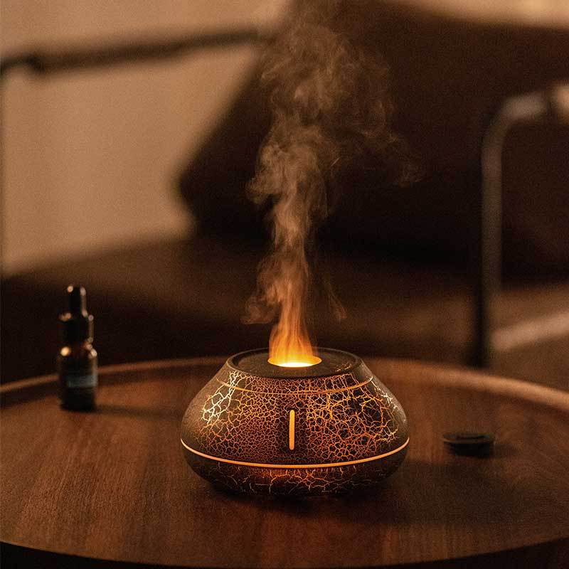 Colourful Flame Aroma Diffuser Humidifier, Cracked Or Plain Design