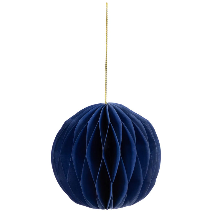 Navy honeycomb paper Christmas ornaments