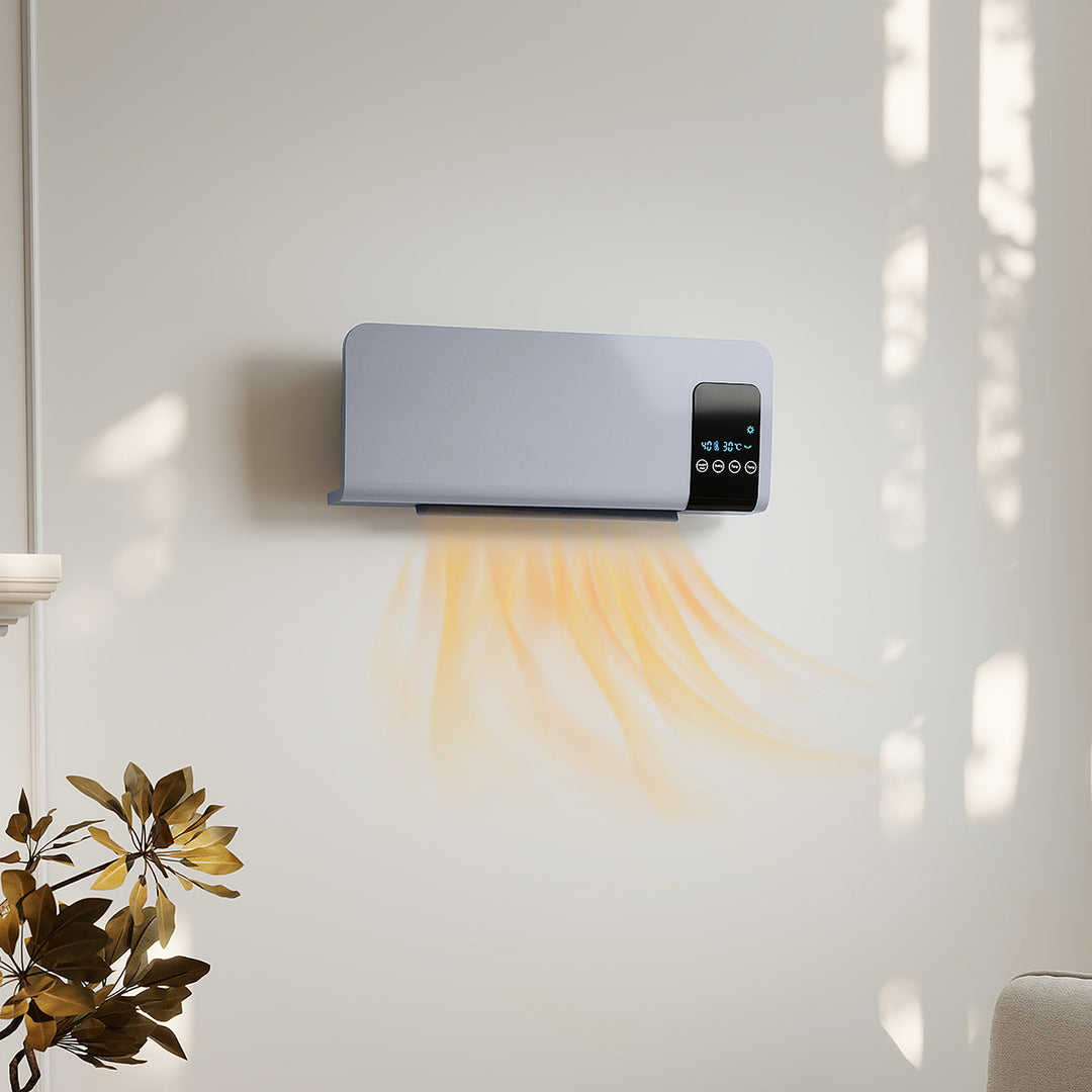 grey wall-mounted oscillating ceramic heater