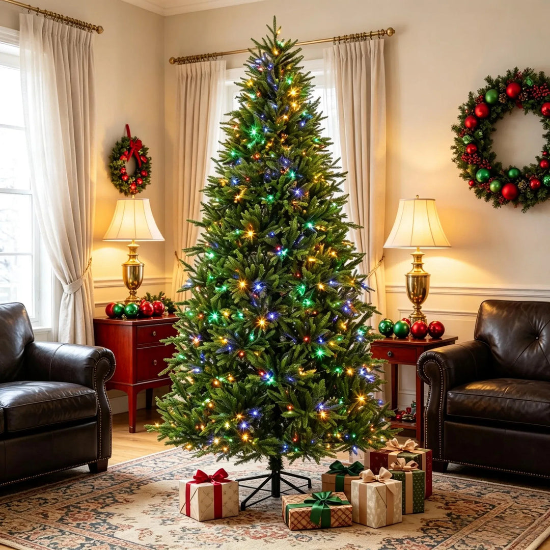 Tall pre-lit tree with remote control