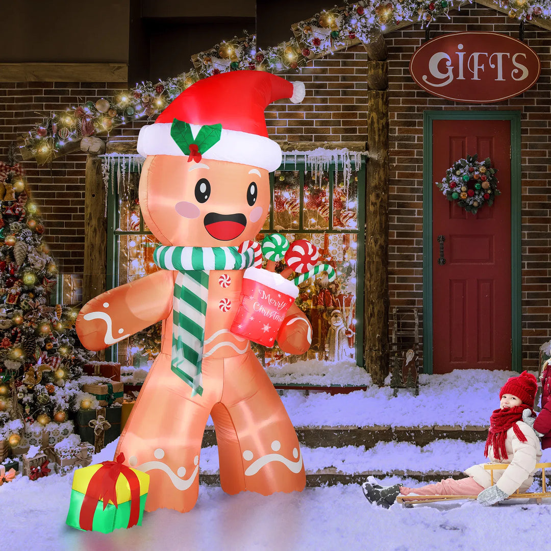 Giant inflatable gingerbread man with candy cane
