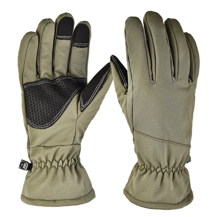 Camouflage softshell gloves with grip palm