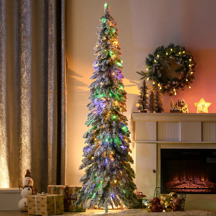 Snugleigh Flocked Pencil Christmas Tree with Dual-Colour LEDs, 6ft