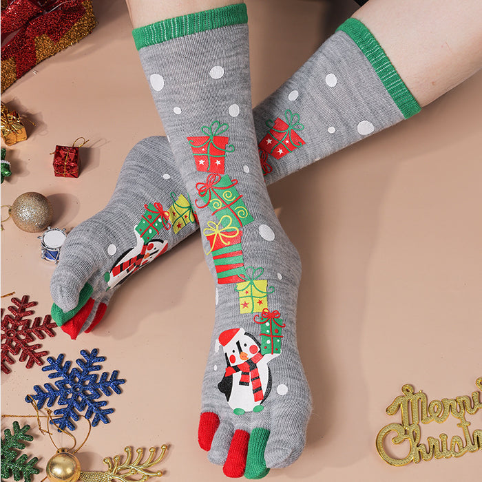 Snugleigh Knee High Christmas Toe Socks for Women