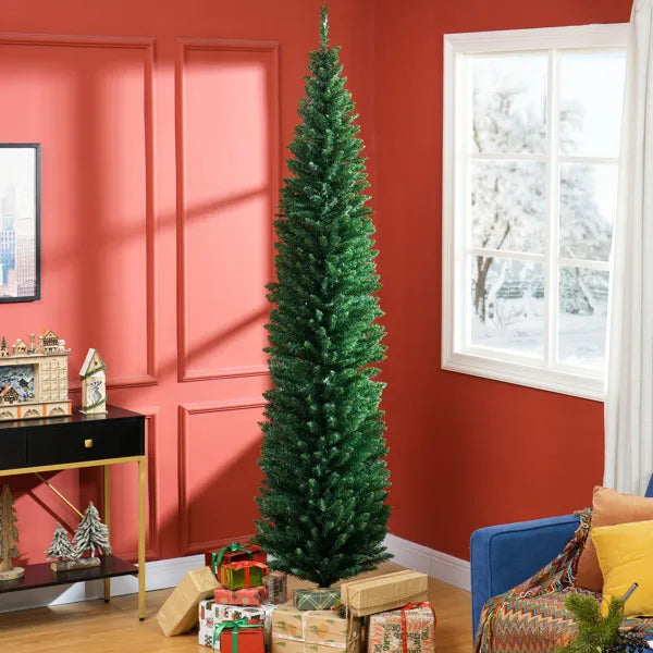 Snugleigh Tall Slim Pencil Christmas Tree, 8ft Unlit