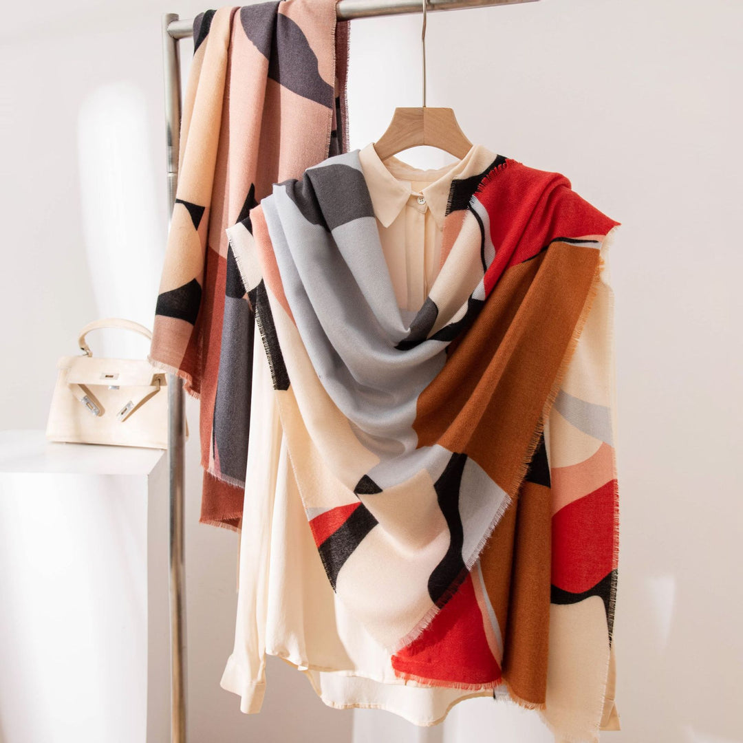 Coral abstract print scarf