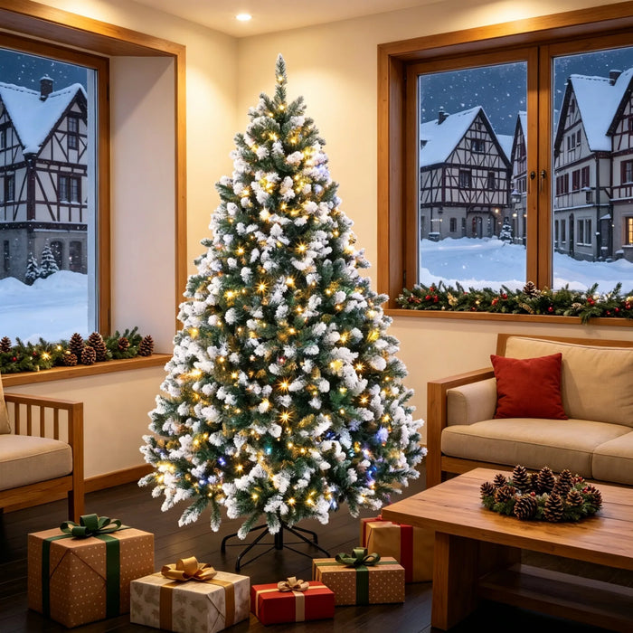 Snugleigh Snow-Tipped Christmas Tree with 350 LEDs and Remote, 6ft