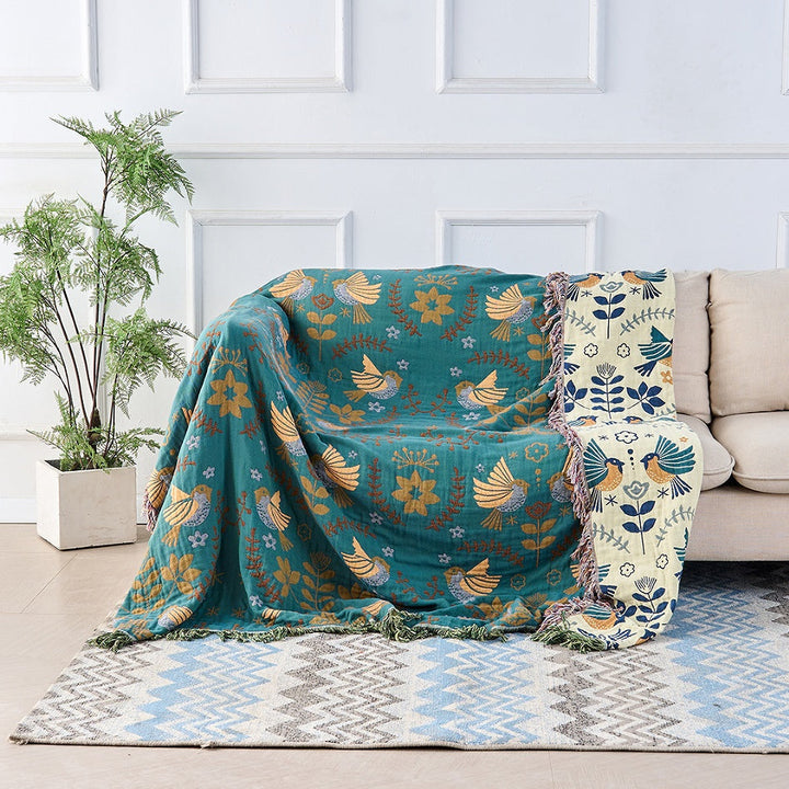 Elegant Teal &amp; Cream Reversible Decorative Blanket