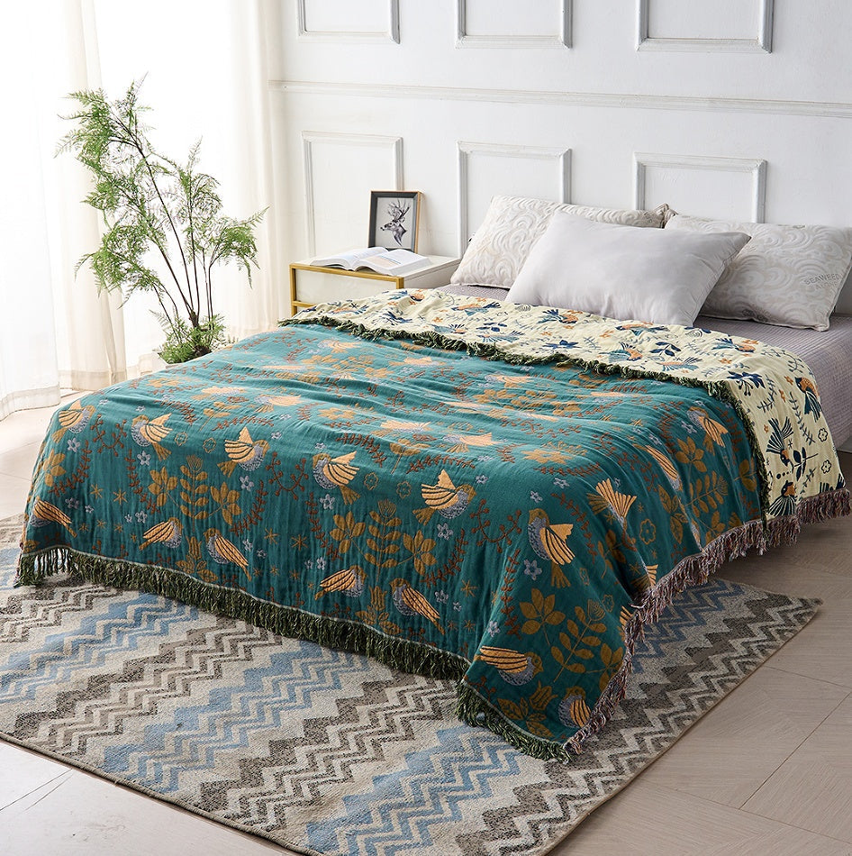 Elegant Teal &amp; Cream Reversible Decorative Blanket