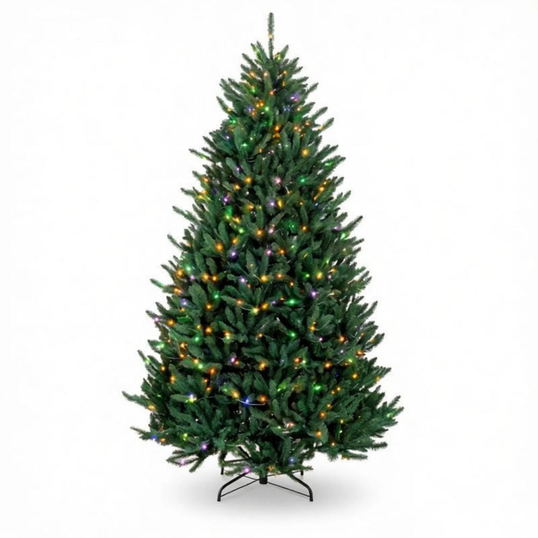 Full pre-lit tree with colourful LEDs