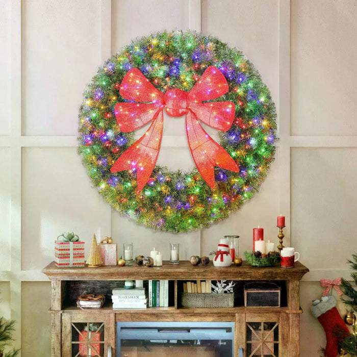 Snugleigh Giant 152 cm Lighted Christmas Wreath with Red Bow