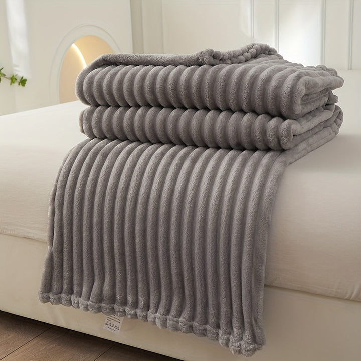Soft Plush Blanket with Rib Pattern