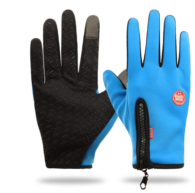 Fleece-lined touchscreen winter gloves with zip cuff