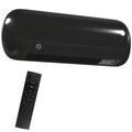 black wall-mounted fan heater with LED display