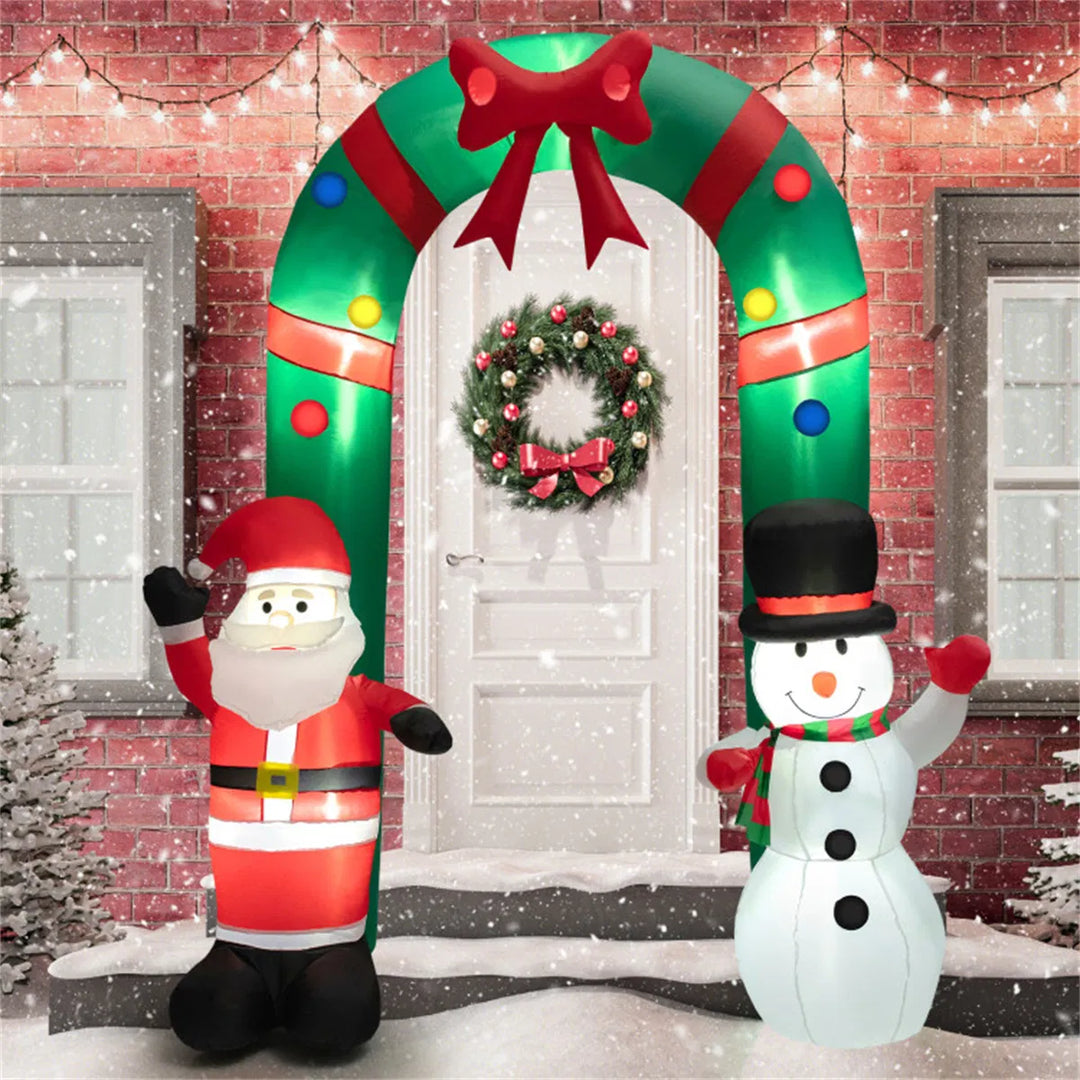Inflatable arch with Santa and snowman