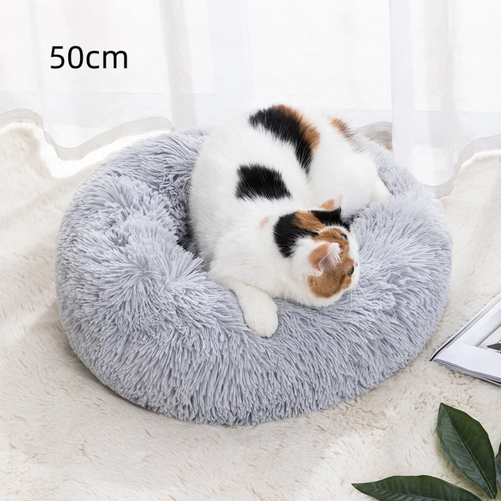 Round Winter Warm Pet Bed In Soft Cloth, 30 To 100cm
