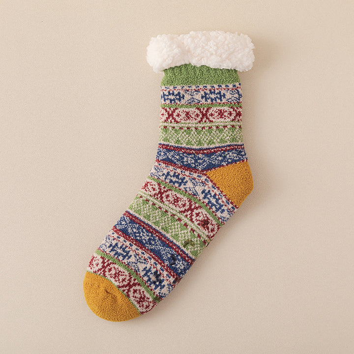 Nordic pattern lounge socks with grip sole