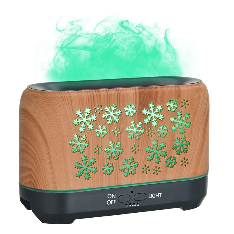 Snowflake flame diffuser with orange mist