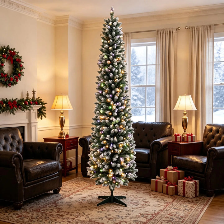Tall frosted pencil tree with remote