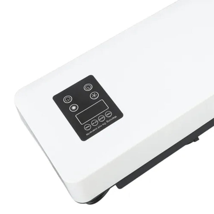 white wall-mounted fan heater with towel rail