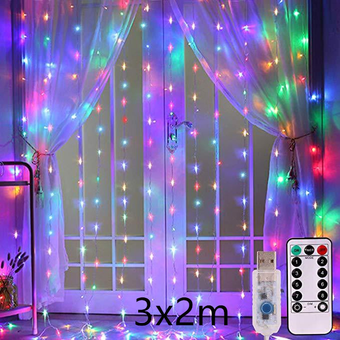 LED Curtain Fairy Lights USB With Remote Control Window