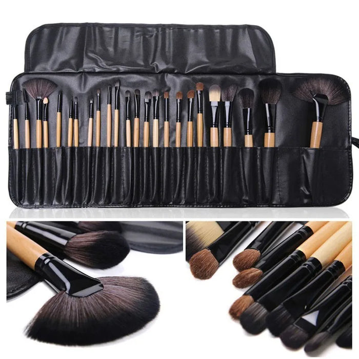 Snugleigh 24-piece makeup brush set with roll-up pouch