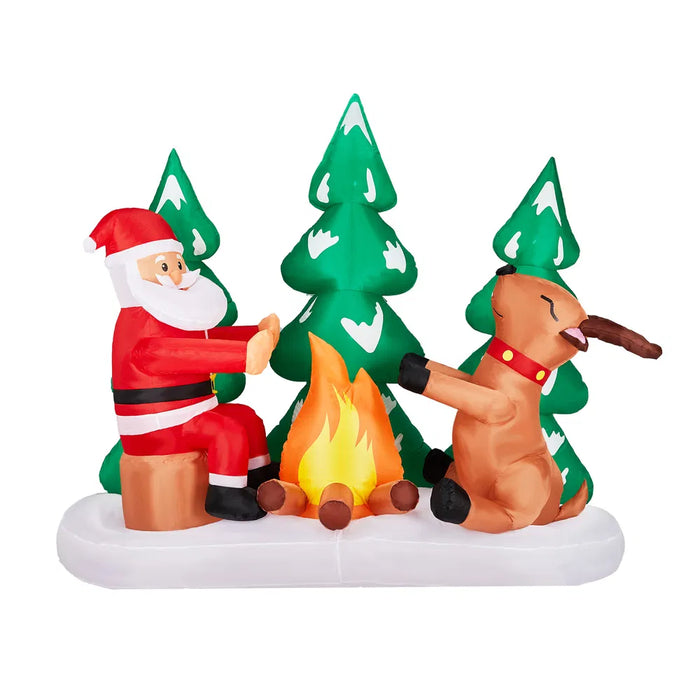 Snugleigh 9ft Inflatable Santa and Reindeer Campfire Scene
