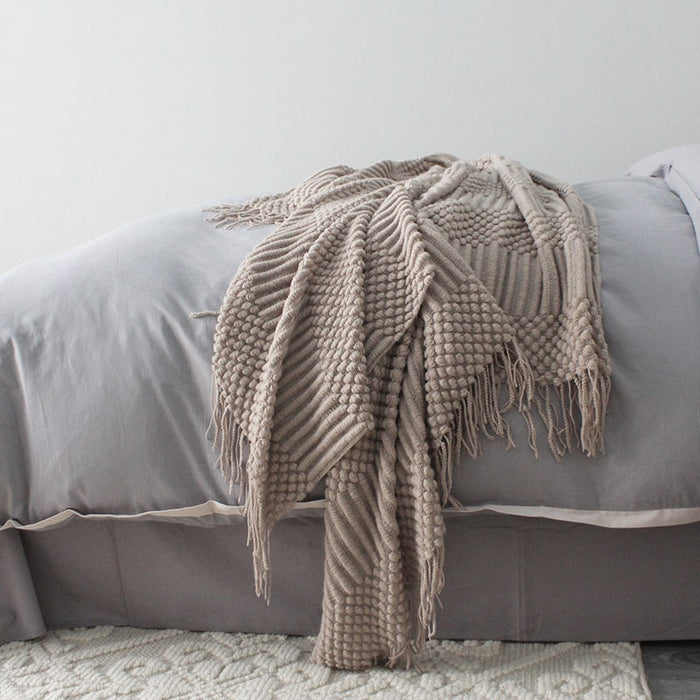 Snugleigh™ Chunky Popcorn Knit Throw with Fringe, Super Soft 127 x 170 cm