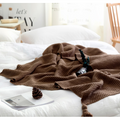 Snugleigh™ Chunky Waffle Knit Throw with Pom-Pom Tassels for Sofa