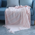 Snugleigh™ Lightweight Knit Throw with Diagonal Stripes and Tassels