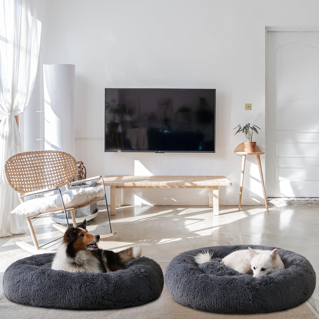 Fluffy round donut pet bed