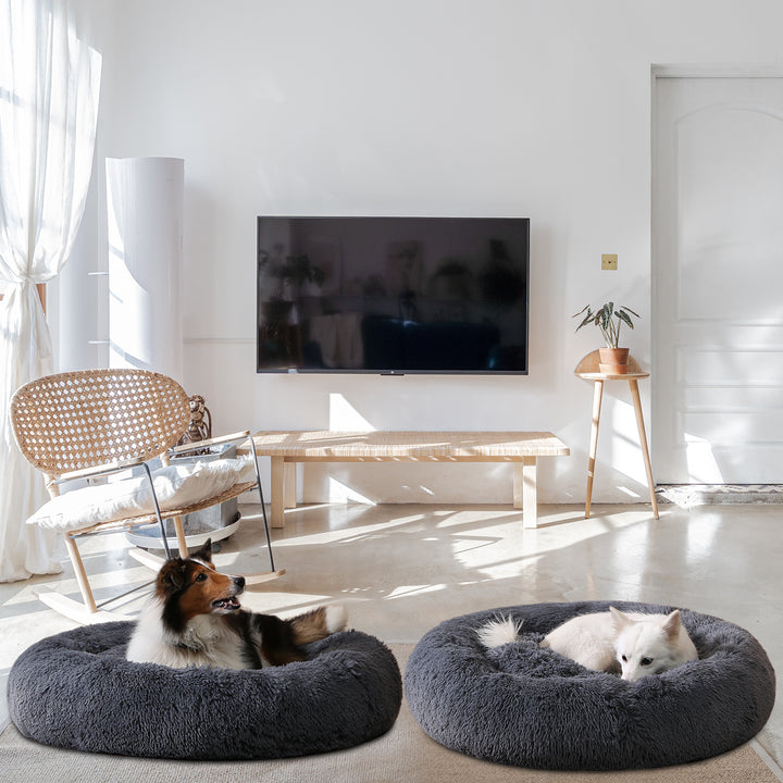 Fluffy round donut pet bed