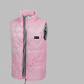 Woman in a glossy quilted heated gilet